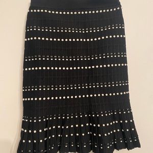 This is a black and white skirt, size XS for women and the brand is etcetera